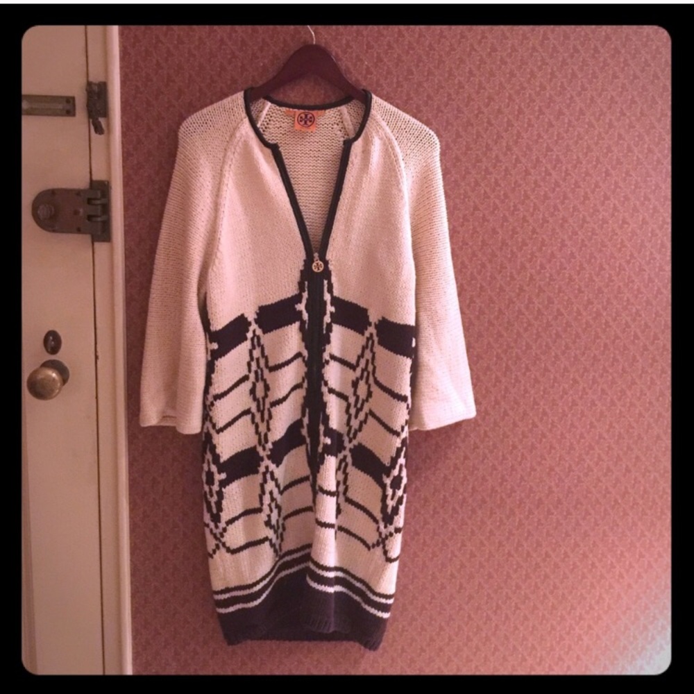 Tory Burch Long Zip Up Sweater